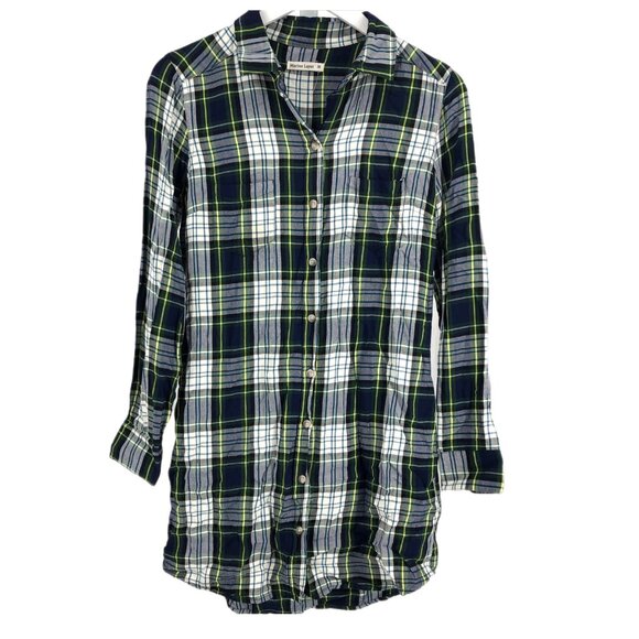 Marine Layer Green Plaid Long Sleeve Shirt Dress | Size M - Picture 1 of 5